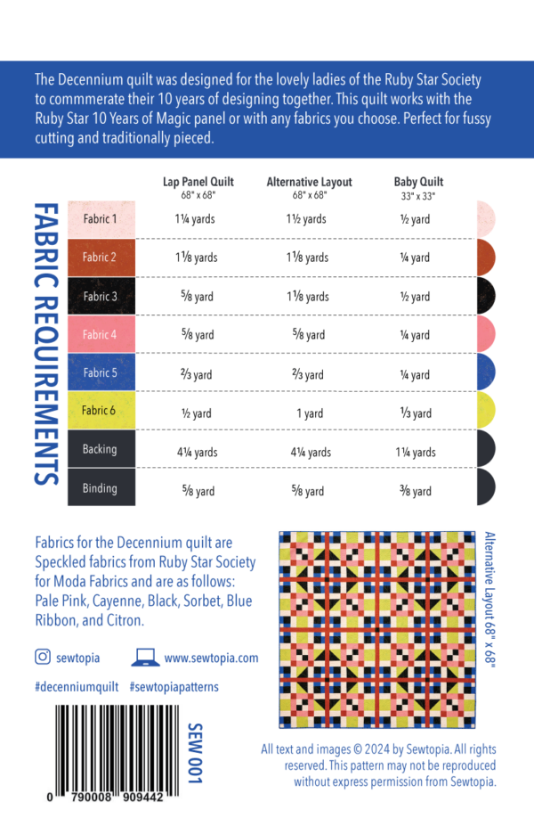 Sewtopia Decennium Quilt Pattern - Image 2