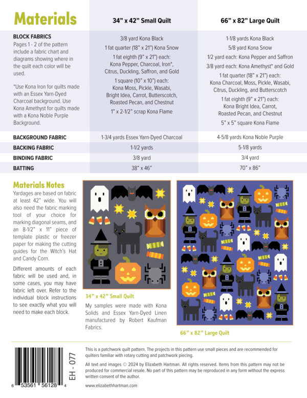 Elizabeth Hartman Happy Halloween Quilt Pattern - Image 2