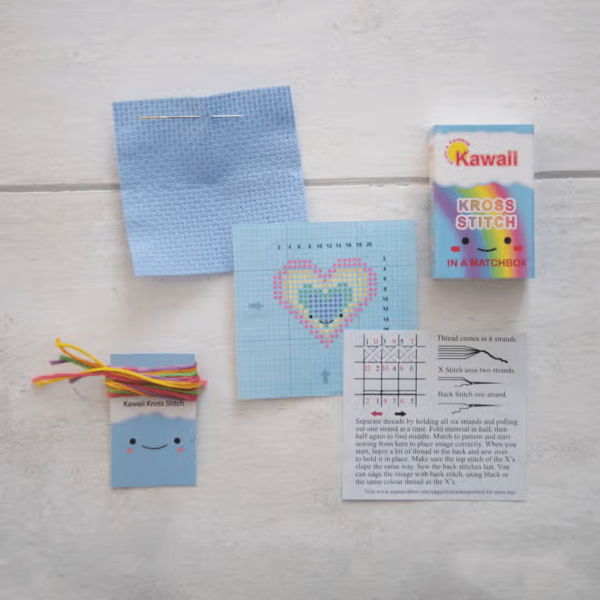 Marvling Bros Kawaii Cross Stitch Rainbow Heart in a Matchbox - Image 2