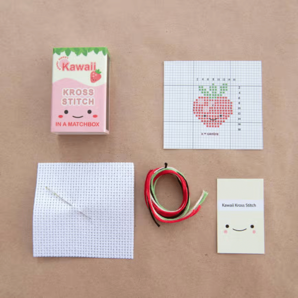 Marvling Bros Kawaii Cross Stitch Strawberry in a Matchbox - Image 2