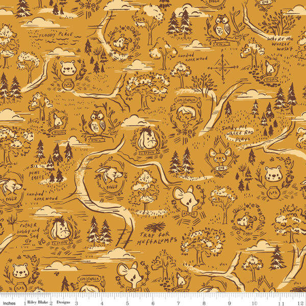Riley Blake Designs Jill Howarth 100 Aker Woods Map Gold