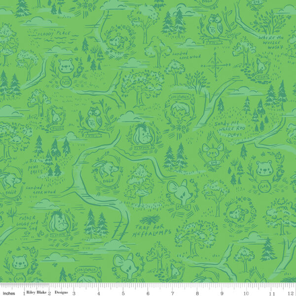 Riley Blake Designs Jill Howarth 100 Aker Woods Map Green