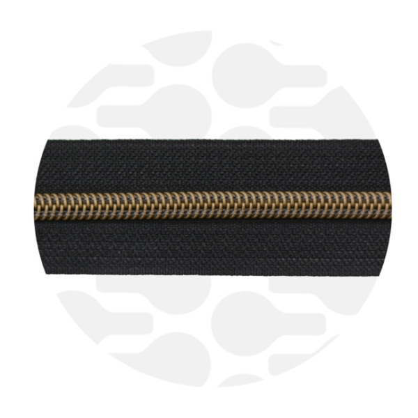 Zipper Zoo #5 Nylon Coil Zipper Antique Brass Black