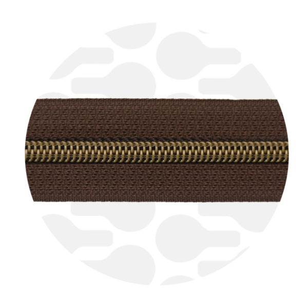 Zipper Zoo #5 Nylon Coil Zipper Antique Brass Brownie