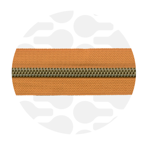 Zipper Zoo #5 Nylon Coil Zipper Antique Brass Burnt Orange