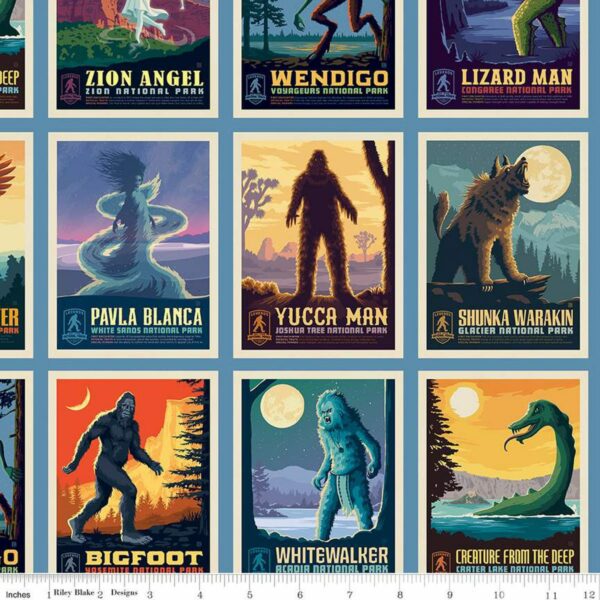 Riley Blake Designs Anderson Design Group Legends of the National Parks Postcards Blue