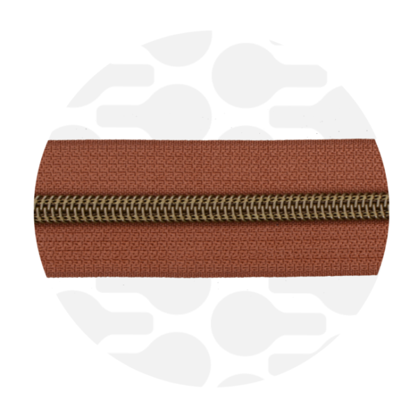 Zipper Zoo #5 Nylon Coil Zipper Antique Brass Cognac