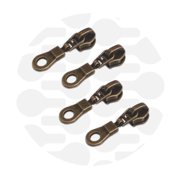 Zipper Zoo #5 Nylon Coil Zipper Donut Antique Brass Pulls