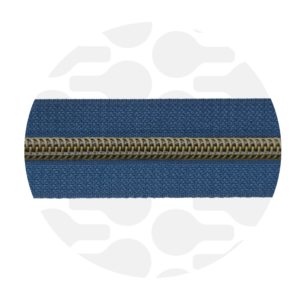 Zipper Zoo #5 Nylon Coil Zipper Antique Brass Jean Blue