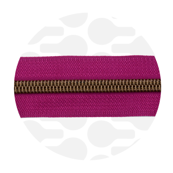 Zipper Zoo #5 Nylon Coil Zipper Antique Brass Magenta
