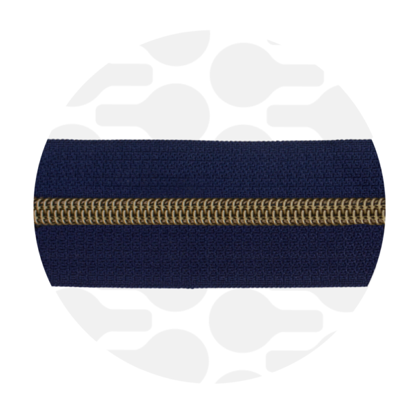 Zipper Zoo #5 Nylon Coil Zipper Antique Brass Navy