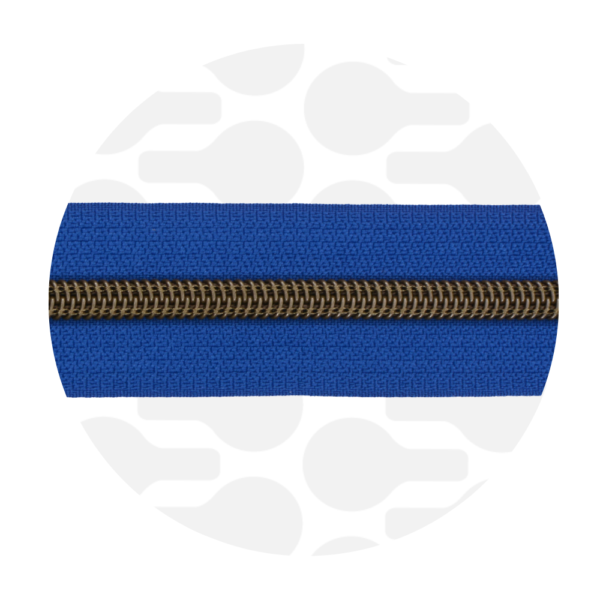 Zipper Zoo #5 Nylon Coil Zipper Antique Brass Royal Blue