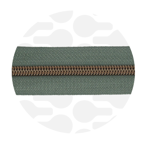 Zipper Zoo #5 Nylon Coil Zipper Antique Brass Sage