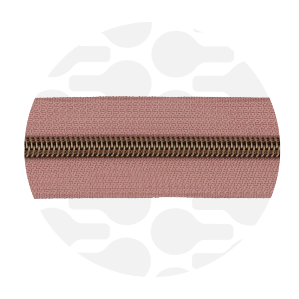 Zipper Zoo #5 Nylon Coil Zipper Antique Brass Salmon
