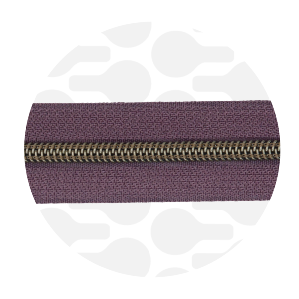 Zipper Zoo #5 Nylon Coil Zipper Antique Brass Aubergine