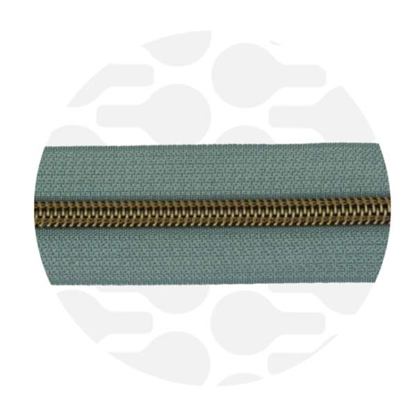 Zipper Zoo #5 Nylon Coil Zipper Antique Brass Smokey Green