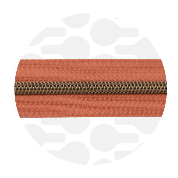 Zipper Zoo #5 Nylon Coil Zipper Antique Brass Smokey Orange
