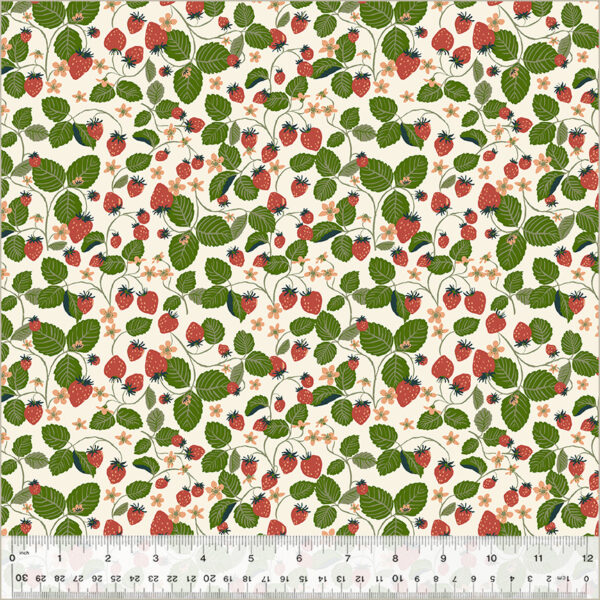 Windham Fabrics Jennifer Moore / Monaluna Under the Canopy Strawberry Fields Ivory