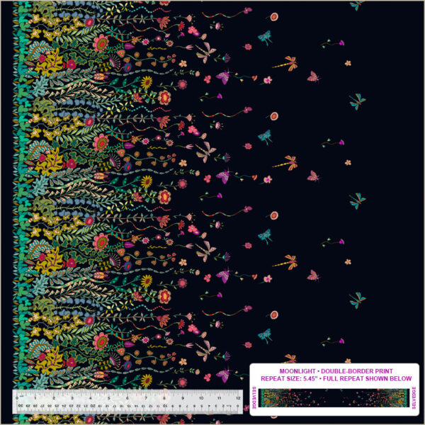 Windham Fabrics Sally Kelly Twilight Moonlight Double Border Black