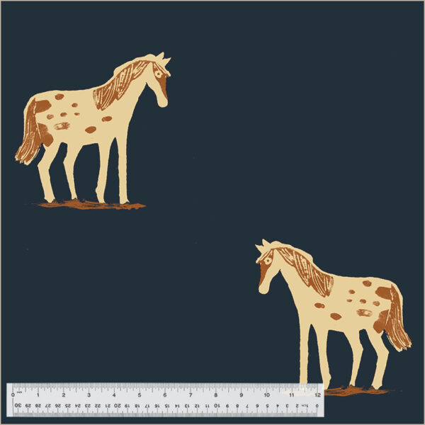 Windham Fabrics Heather Ross 108″ Quilt Back Meadows Wild Ponies Ink