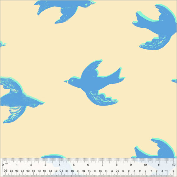 Windham Fabrics Heather Ross 108″ Quilt Back Meadows Bluebird Ivory