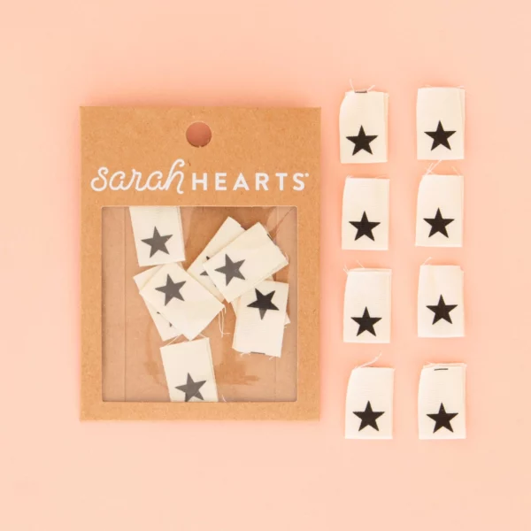 Sarah Hearts Black Star Organic Woven Labels