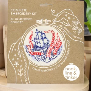 Hook, Line, and Tinker Kraken & Ship Complete Embroidery Kit