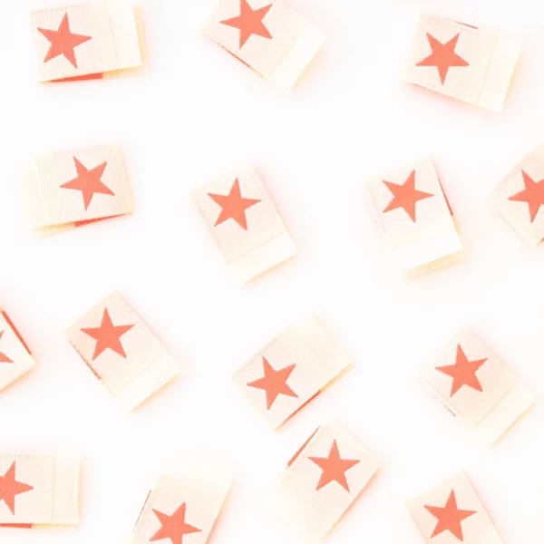 Sarah Hearts Neon Pink Star Woven Labels - Image 3