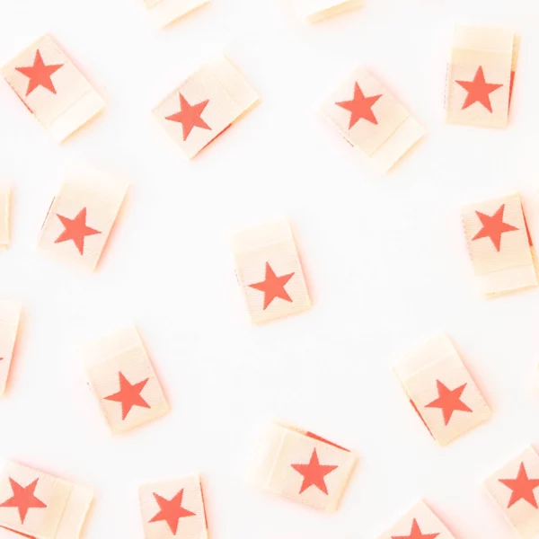 Sarah Hearts Neon Pink Star Woven Labels - Image 2