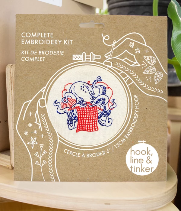 Hook, Line, and Tinker Knitting Octopus Complete Embroidery Kit