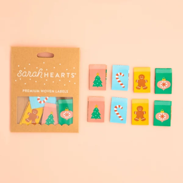 Sarah Hearts Christmas Holiday Woven Labels Multipack
