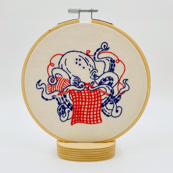 Hook, Line, and Tinker Knitting Octopus Complete Embroidery Kit - Image 2