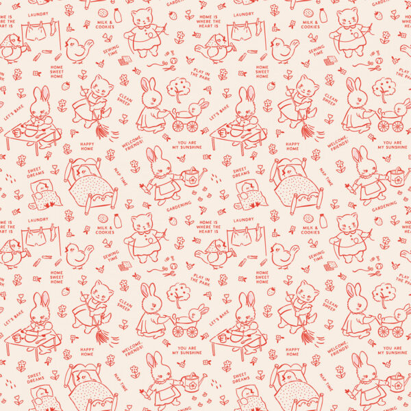 Poppie Cotton Elea Lutz Home Sweet Home Chore Time Red
