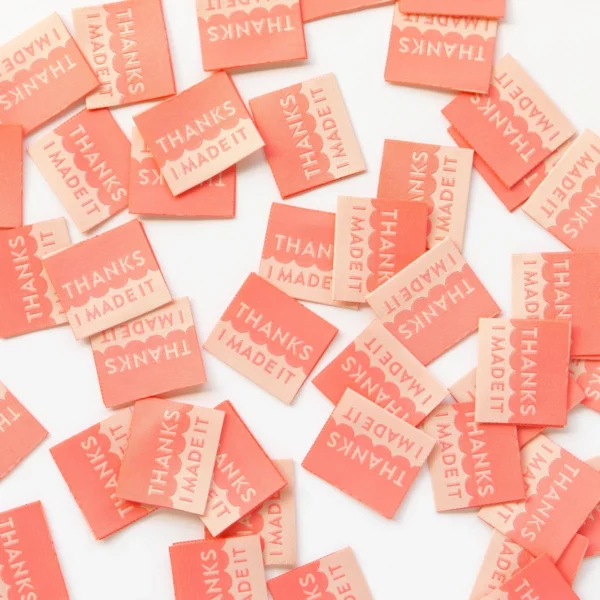 Sarah Hearts Thanks I Made It Coral Woven Labels - Image 3