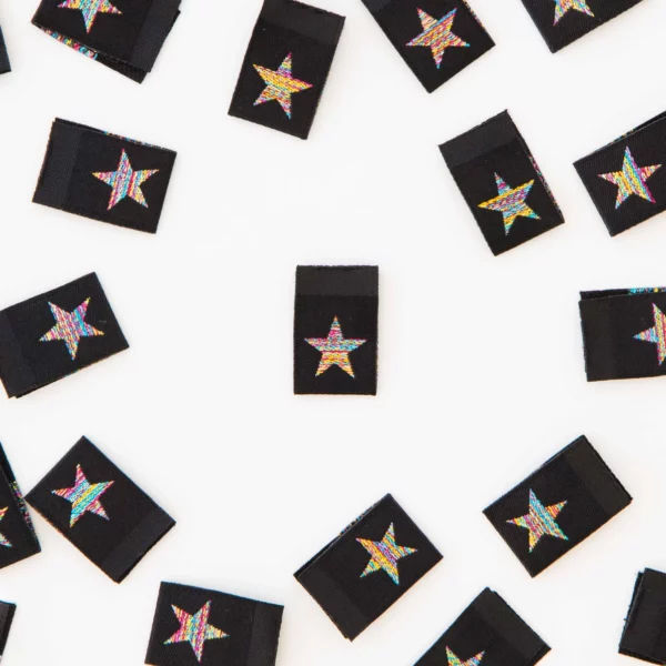 Sarah Hearts Metallic Rainbow Star Woven Labels - Image 2