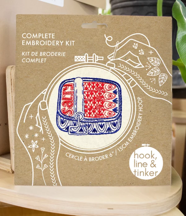 Hook, Line, and Tinker Sardines Complete Embroidery Kit