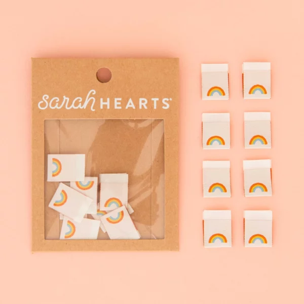 Sarah Hearts Mini Rainbow Woven Labels