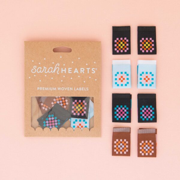 Sarah Hearts Granny Square Woven Labels Multipack