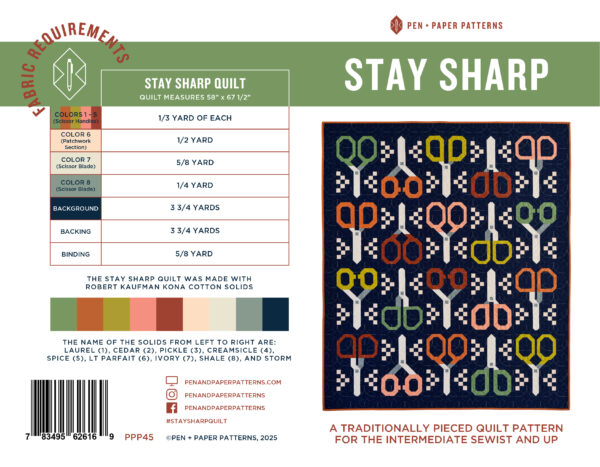 Pen + Paper Patterns Stay Sharp Quilt Kit - Image 4