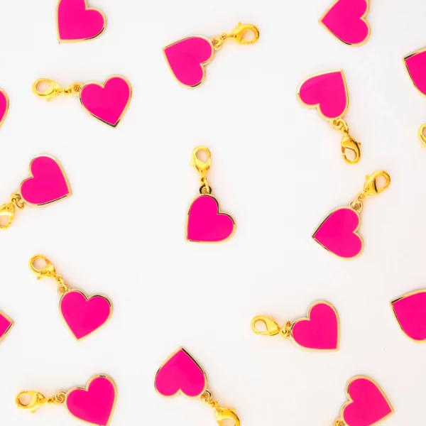 Sarah Hearts Pink Heart Removable Zipper Charm - Image 2