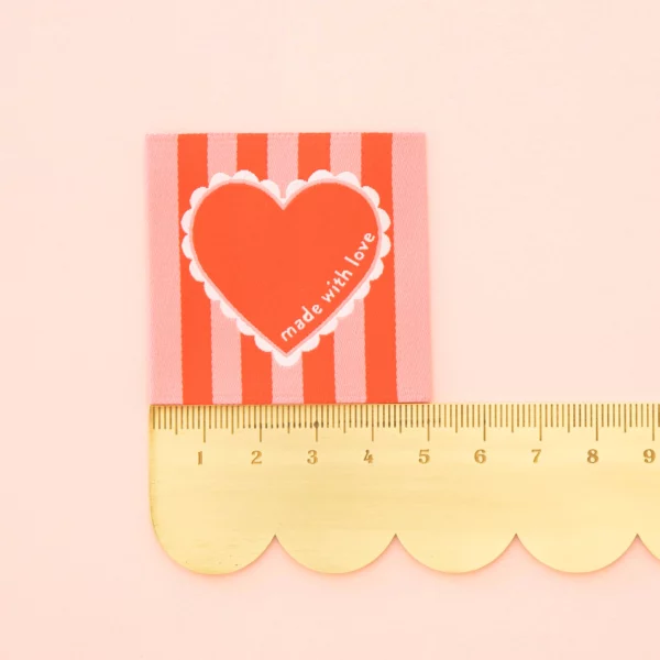 Sarah Hearts Made with Love Heart Large Woven Labels - Image 3