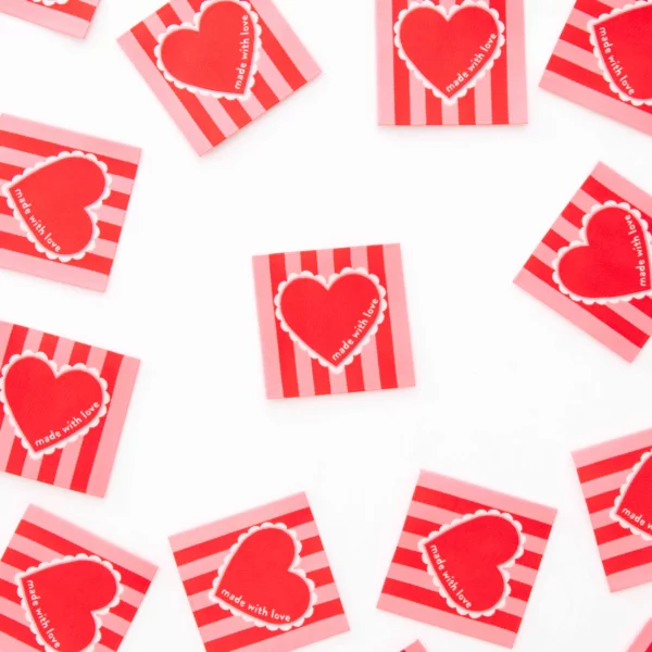 Sarah Hearts Made with Love Heart Large Woven Labels - Image 2