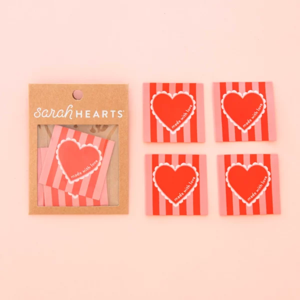Sarah Hearts Made with Love Heart Large Woven Labels