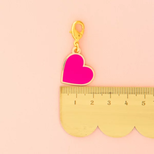 Sarah Hearts Pink Heart Removable Zipper Charm - Image 3