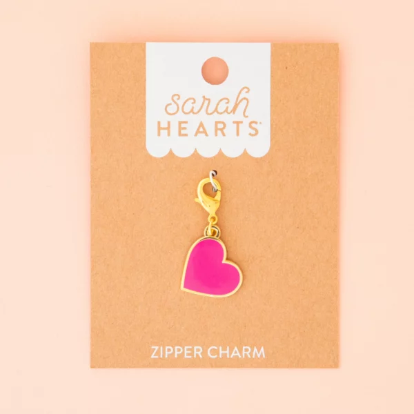 Sarah Hearts Pink Heart Removable Zipper Charm