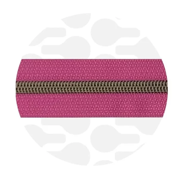Zipper Zoo #5 Nylon Coil Zipper Antique Brass Cerise