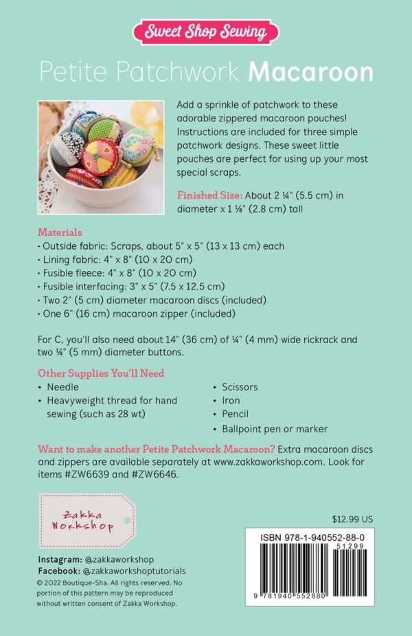 Zakka Workshop Petite Patchwork Macaroon + Hardware Kit - Image 2