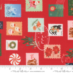 Moda Fabrics Lizzy House Tiny Christmas Stamps Christmas Red