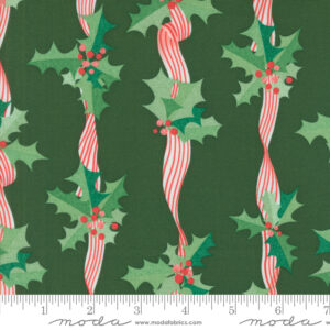Moda Fabrics Lizzy House Tiny Christmas Holly Stripes Pine