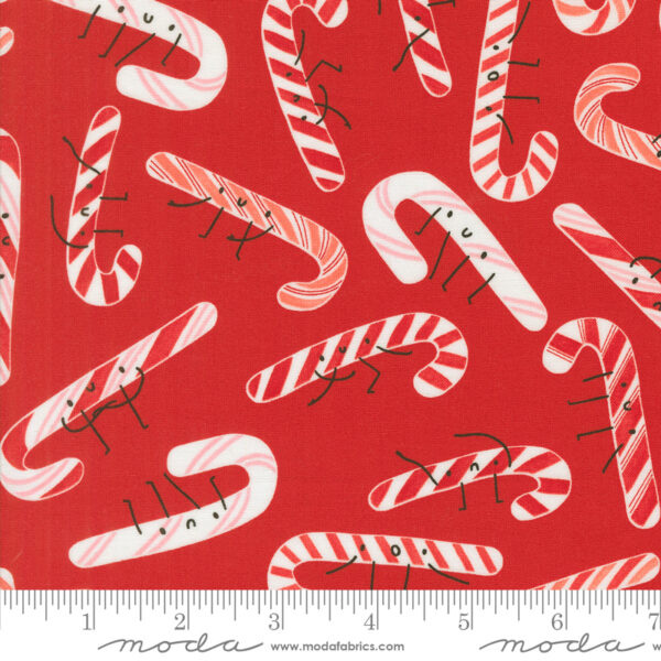 Moda Fabrics Lizzy House Tiny Christmas Candy Cane Christmas Red